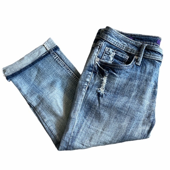 Vigoss Destroyed Cuffed Capri‎ Jeans Sz. 7 Juniors - Picture 3 of 9